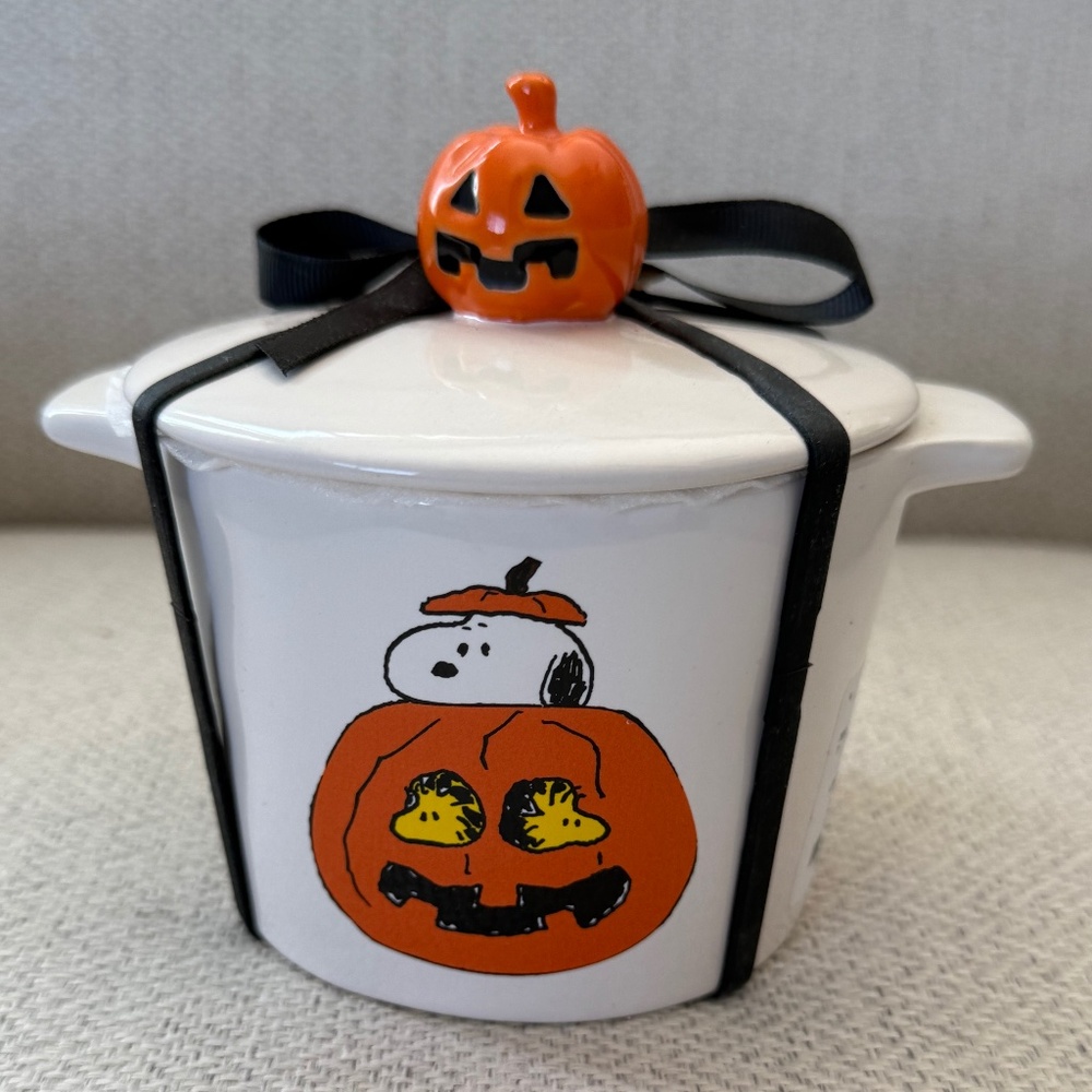 NWT Snoopy Peanuts Rae Dunn Welcome Great Pumpkin Canister